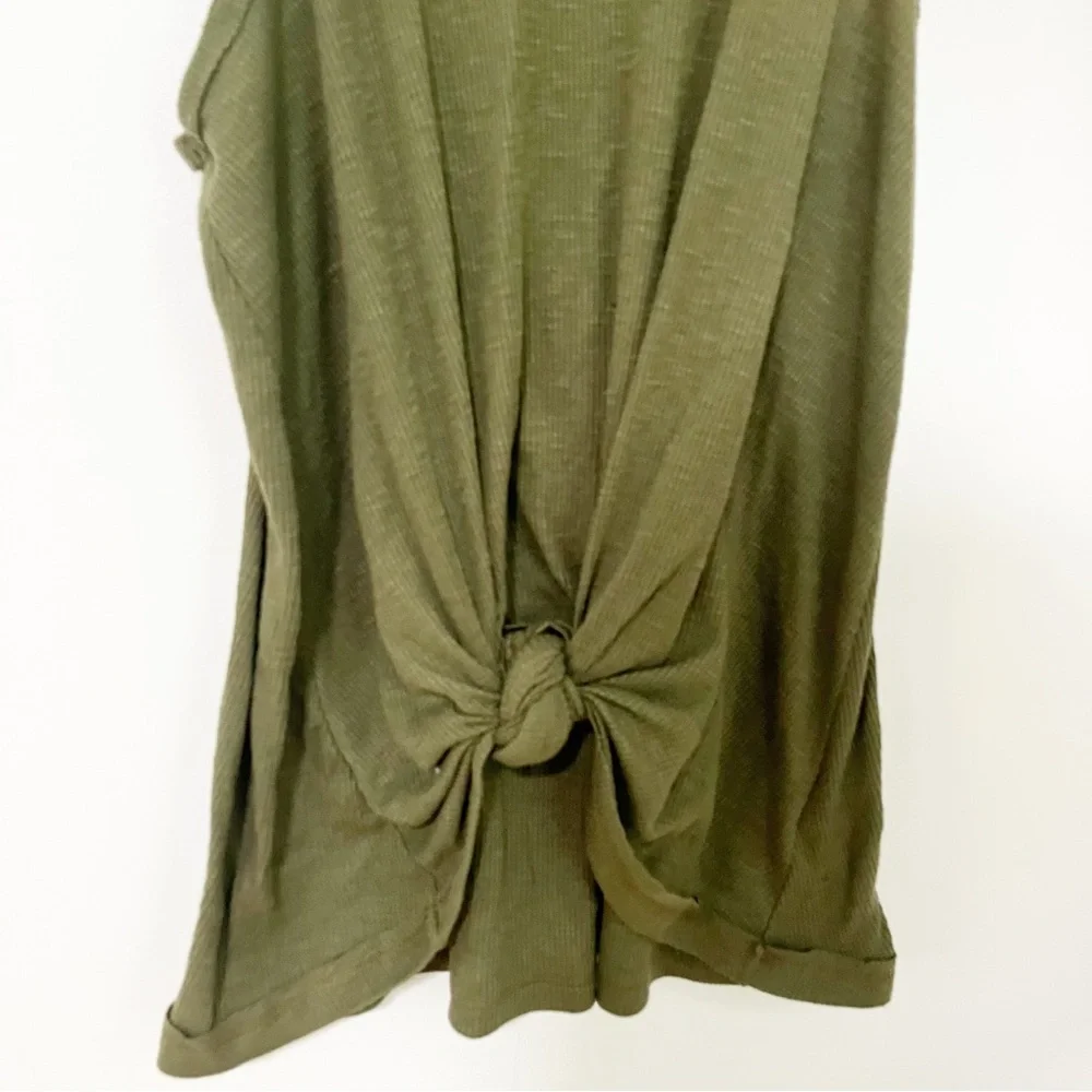 Free People Olive Green Ribbed Knot Tank Top